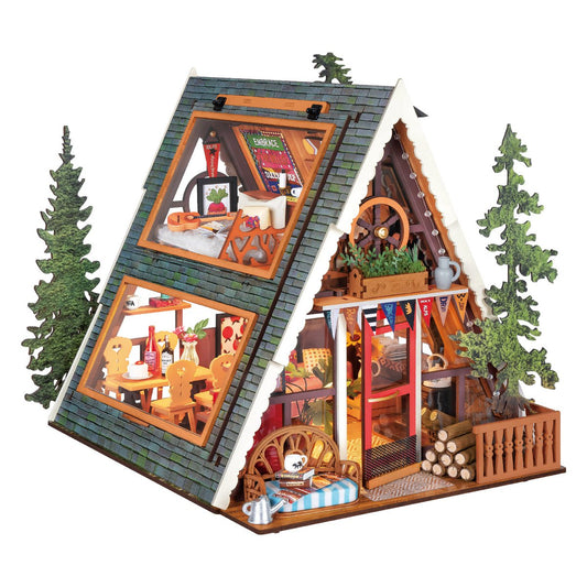 DIY miniatuurhuis A-Frame Cabin, bouwpakket 25 cm