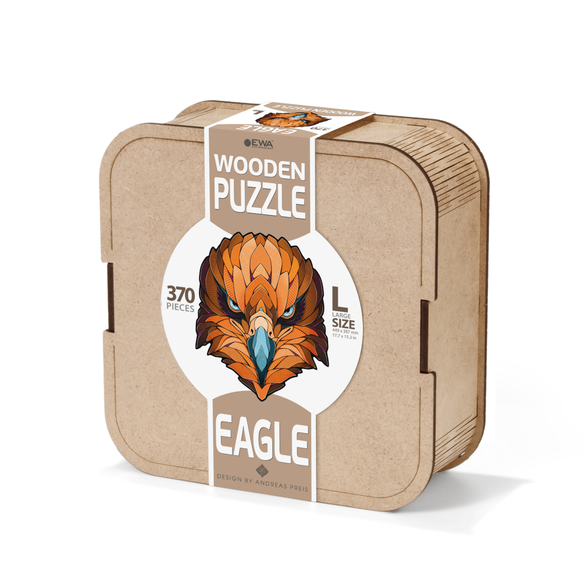 Houten legpuzzel adelaar L 370 stukjes, 44,9 × 38,7 cm