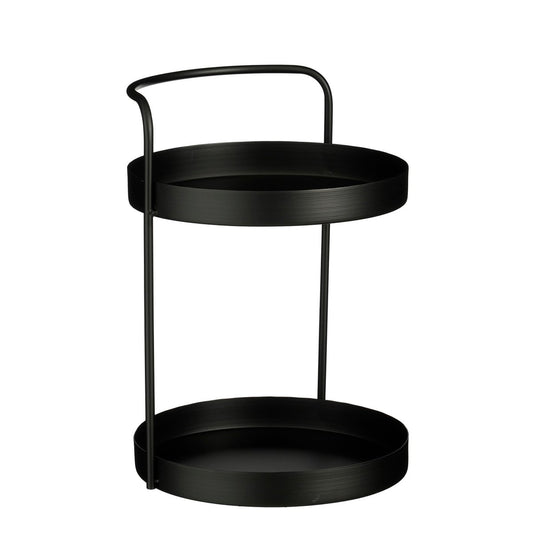 Mica Decorations Etagère – 2-laags Zwart Metaal (H35 x Ø25 cm)