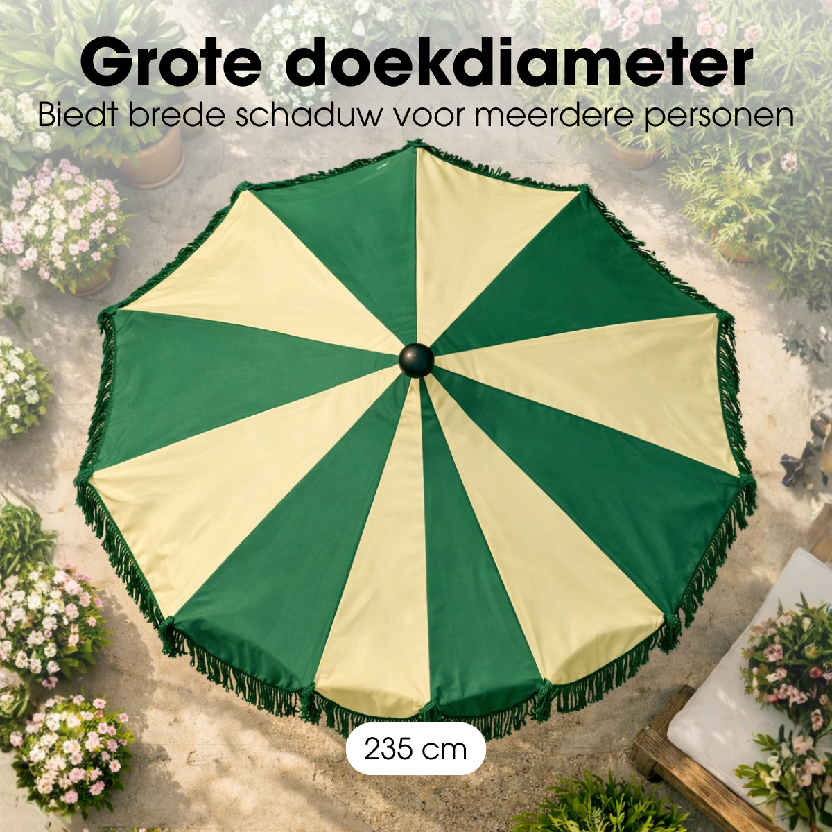 Groene gestreepte parasol Kim Ø235 cm