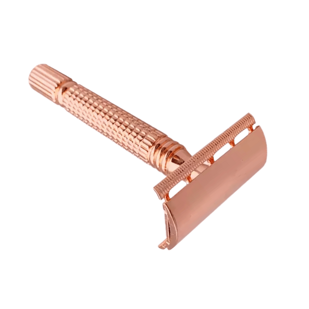 Klassieke safety razor roségoud met 10 scheermesjes