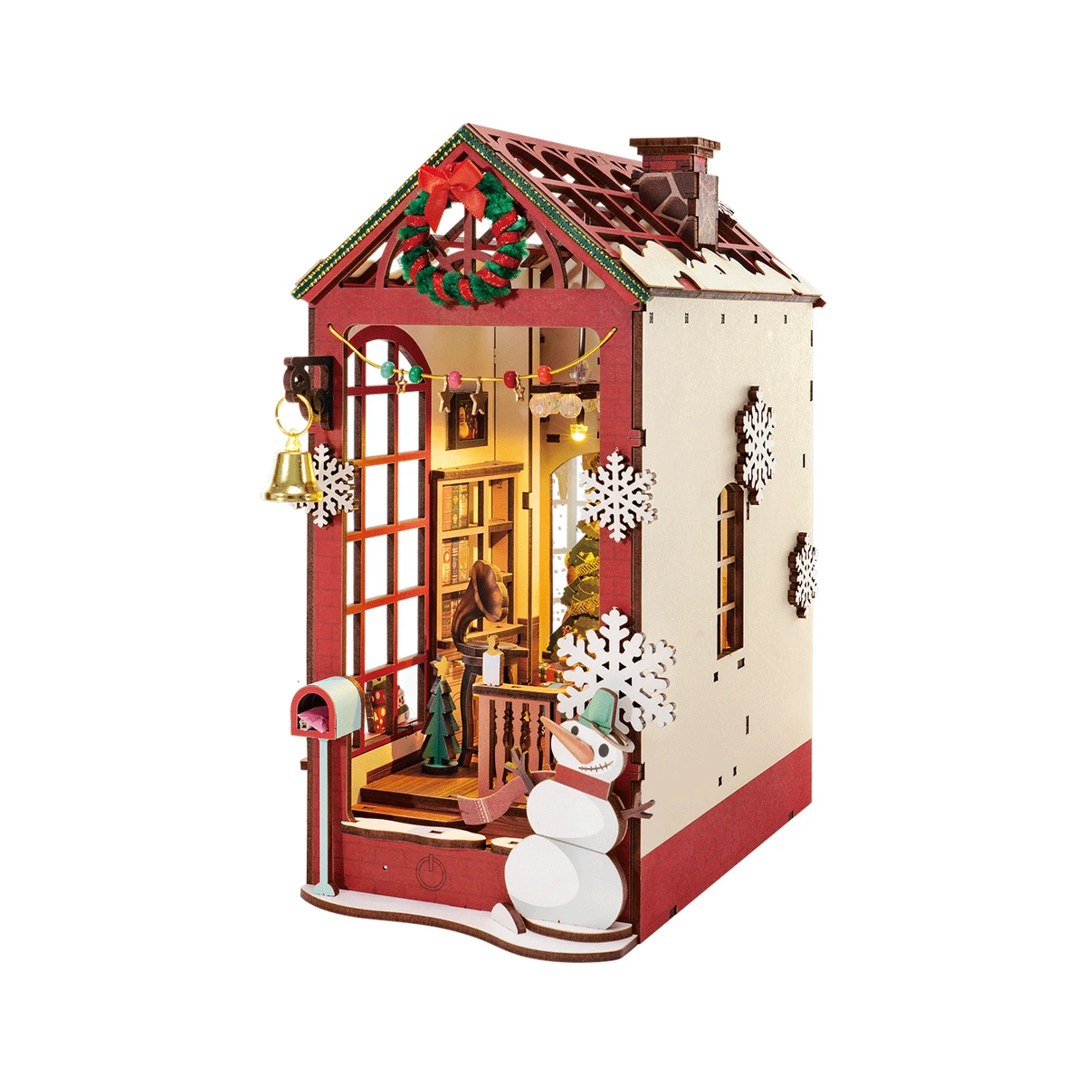 DIY book nook bookend christmas indoor scene, 24,7 cm