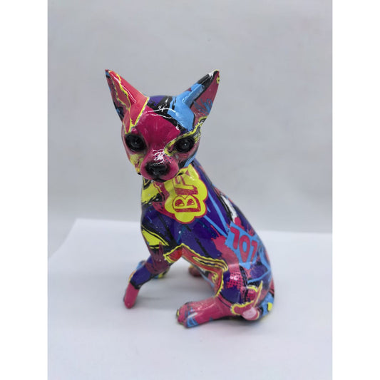 Chihuahua in graffiti stijl, multicolor, 17,5 cm