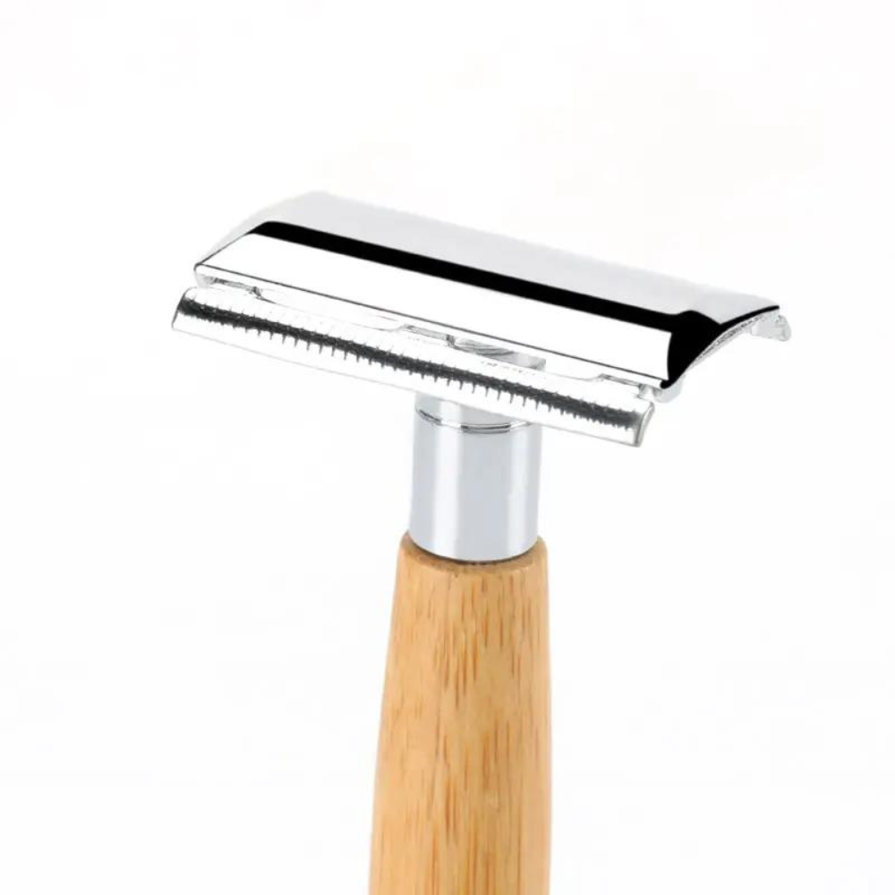 Bamboe scheerset met safety razor, scheerolie en bamboedoekje, 13-delig