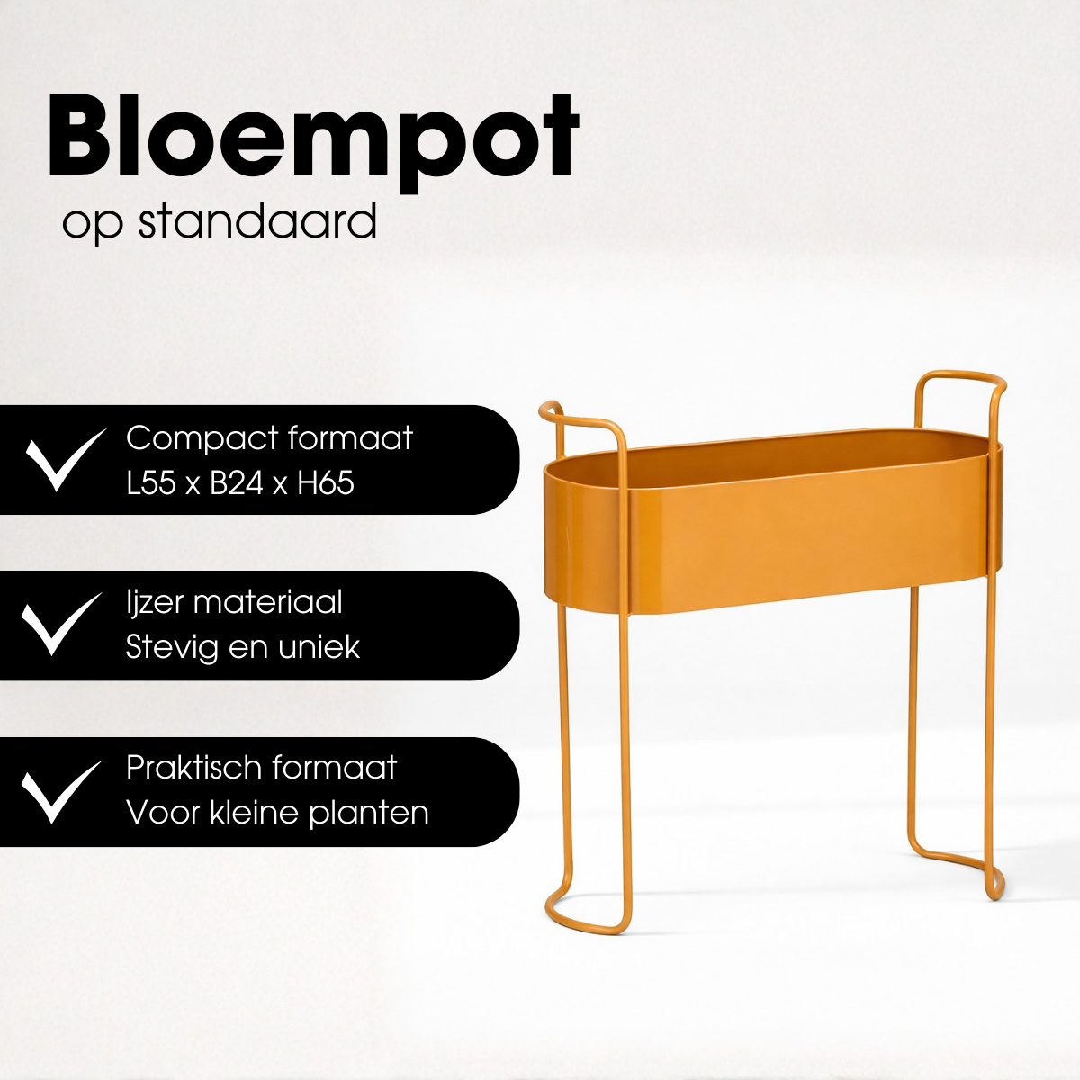 Moritz plantenbak op standaard, bruin, 55 × 24 × 65 cm