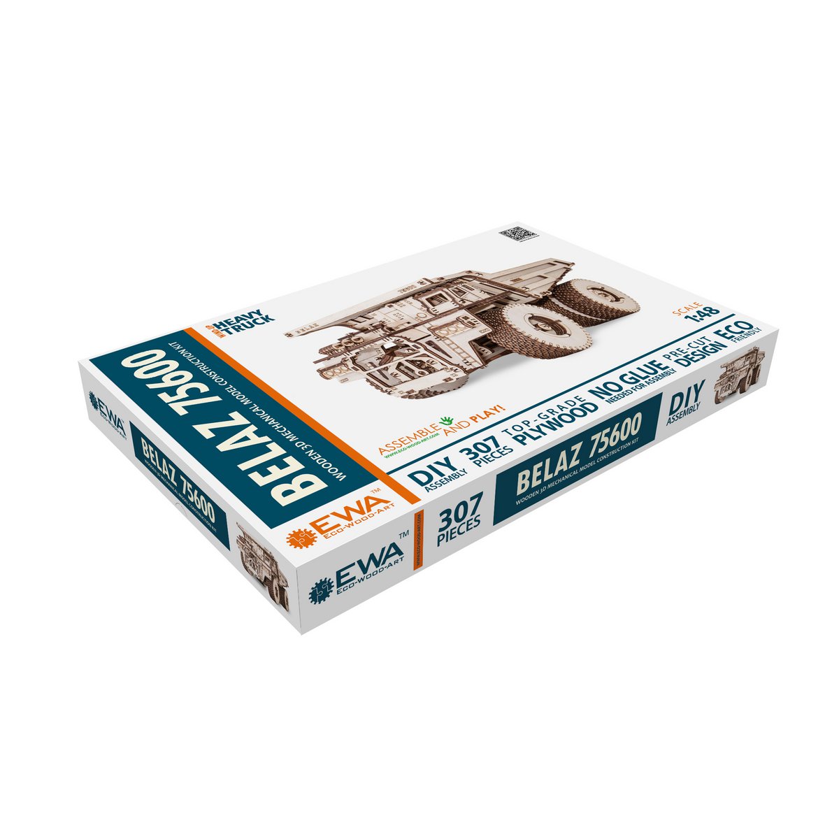 3D mechanische houten puzzel Belaz 75600 truck 31 × 22 × 15,5 cm – 307 stukjes