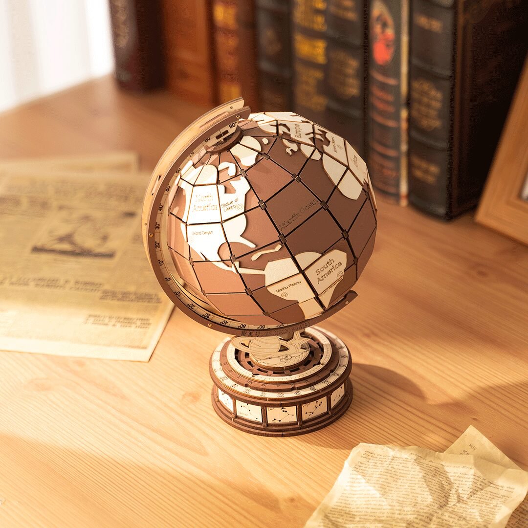 Houten 3D puzzel wereldbol, 23 cm