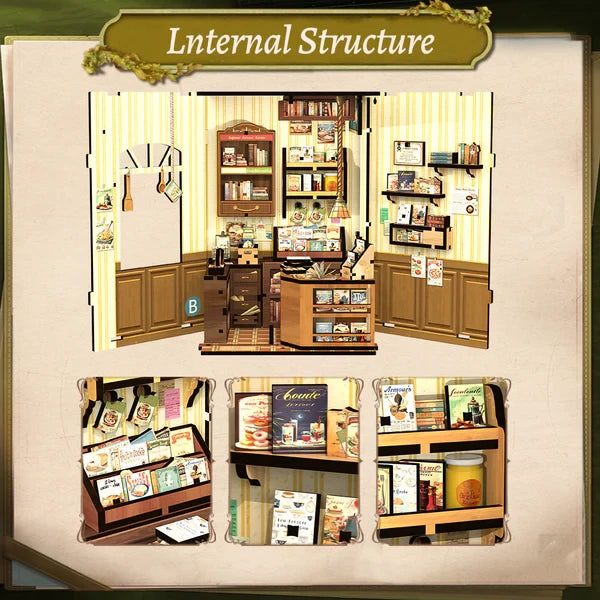 Cooking Bookstore book nook, 12,5 × 10 × 17 cm