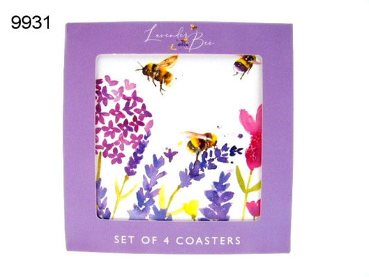 Lavendel met bijen onderzetters, 4 stuks