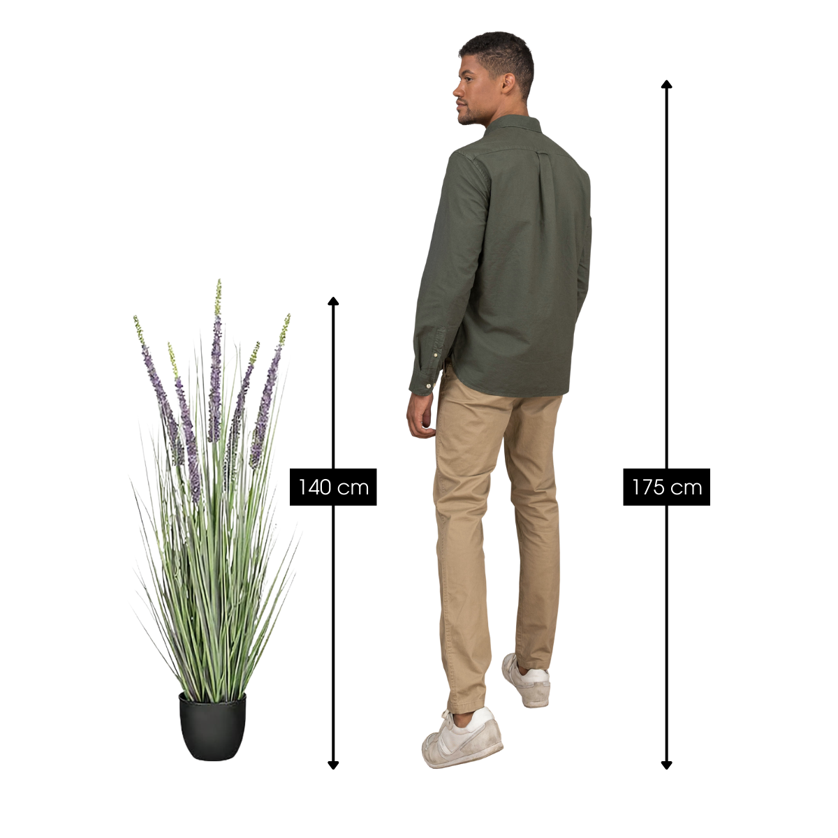 Eremurus kunstgras met pot, groen en paars, 140 cm