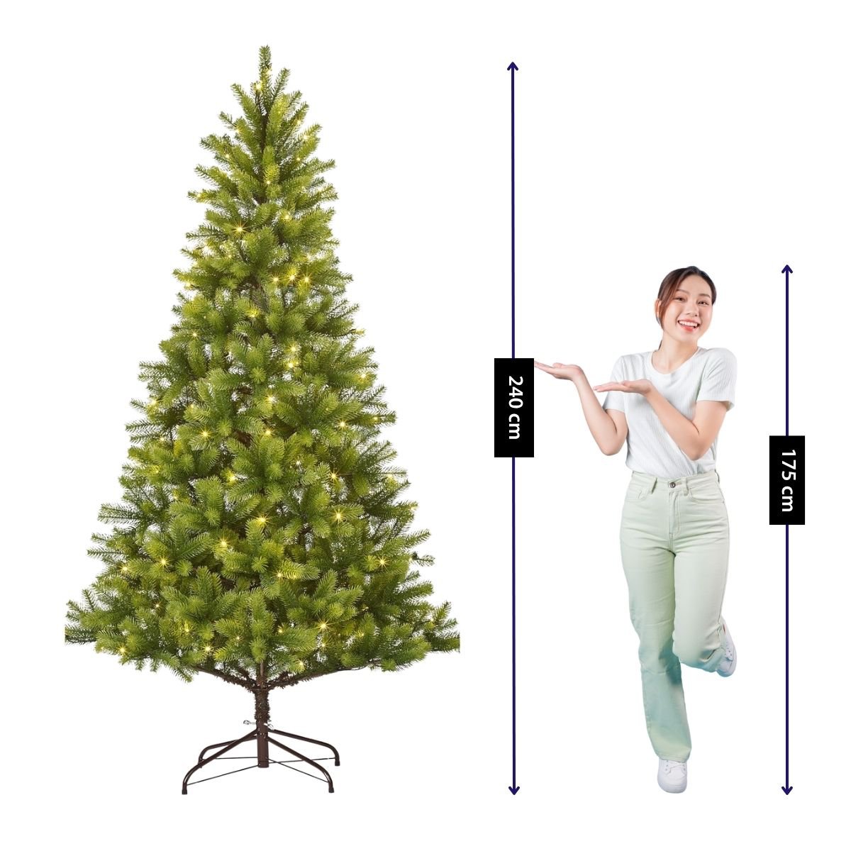 Nagoya kunstkerstboom met verlichting, 240 cm, Ø138 cm