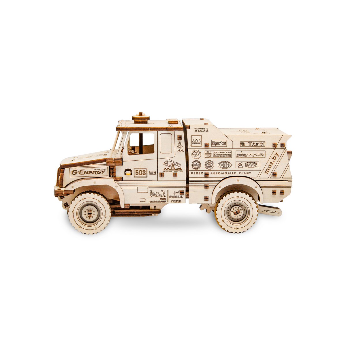 3D mechanische houten puzzel truck MAZ-6440RR 24 × 9 × 11,7 cm – 277 stukjes