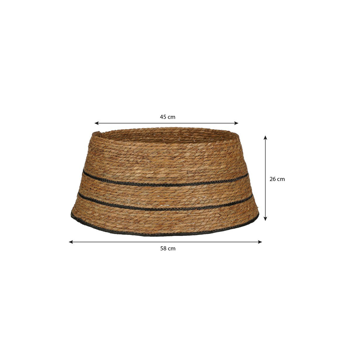 Kerstboomrok van zeegras, bruin met zwart, 58 cm