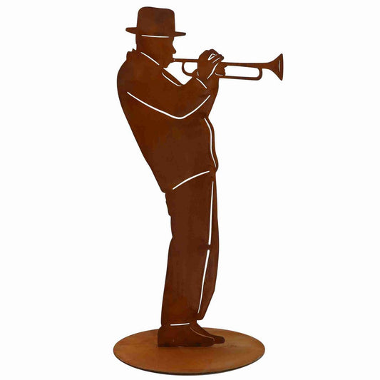 Trompettist, roestmetaal, 40 cm