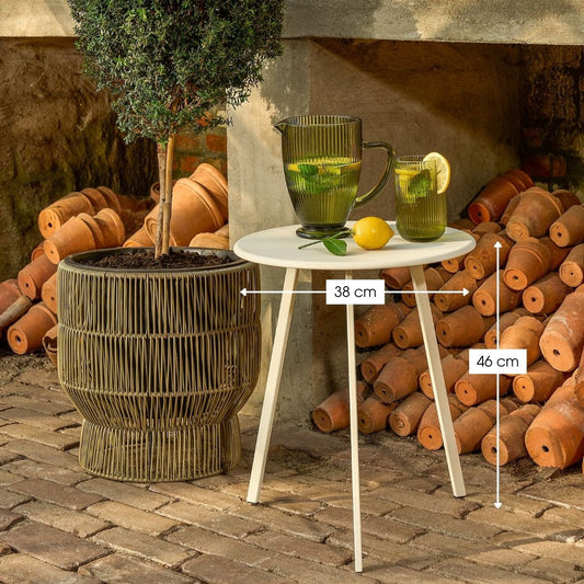 Seattle ronde bijzettafel voor binnen en buiten in crème, 38 × 38 × 46 cm