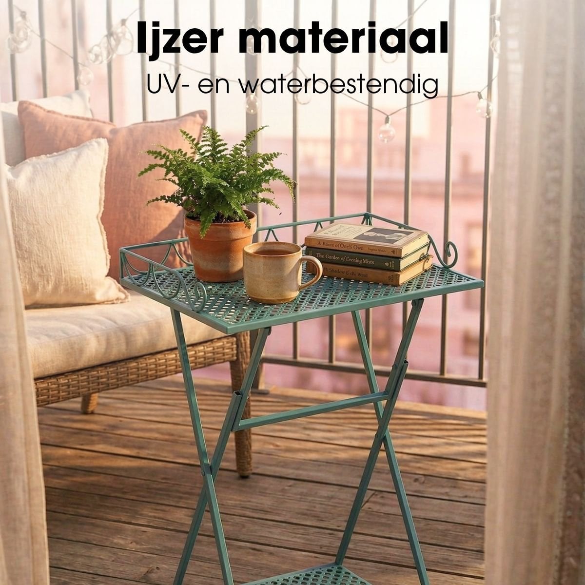 Groene inklapbare tuintafel Marseille 50 x 38 cm