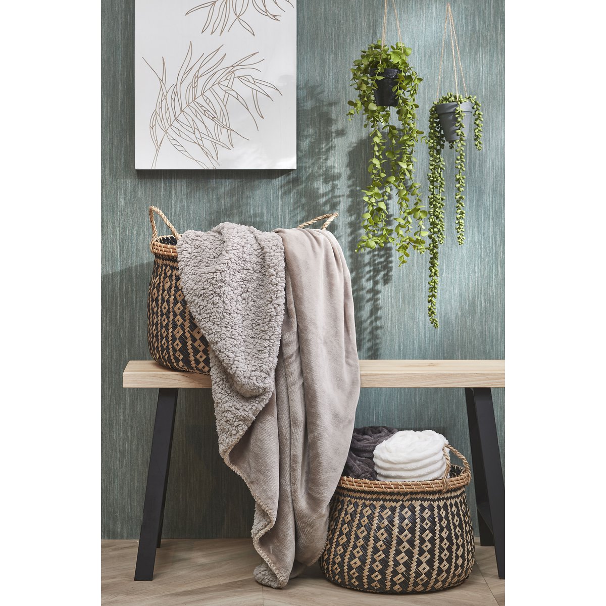 Plano bankje lichtbruin met zwart, 92 x 31 x 46 cm