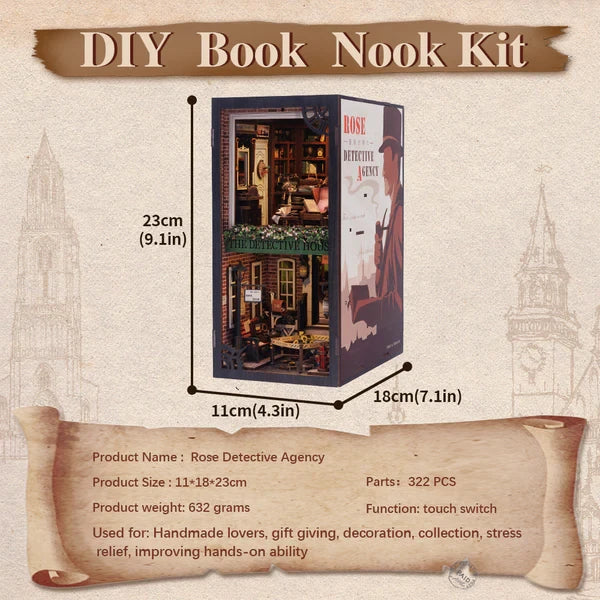 DIY book nook Rose Detective Agency, 23 cm