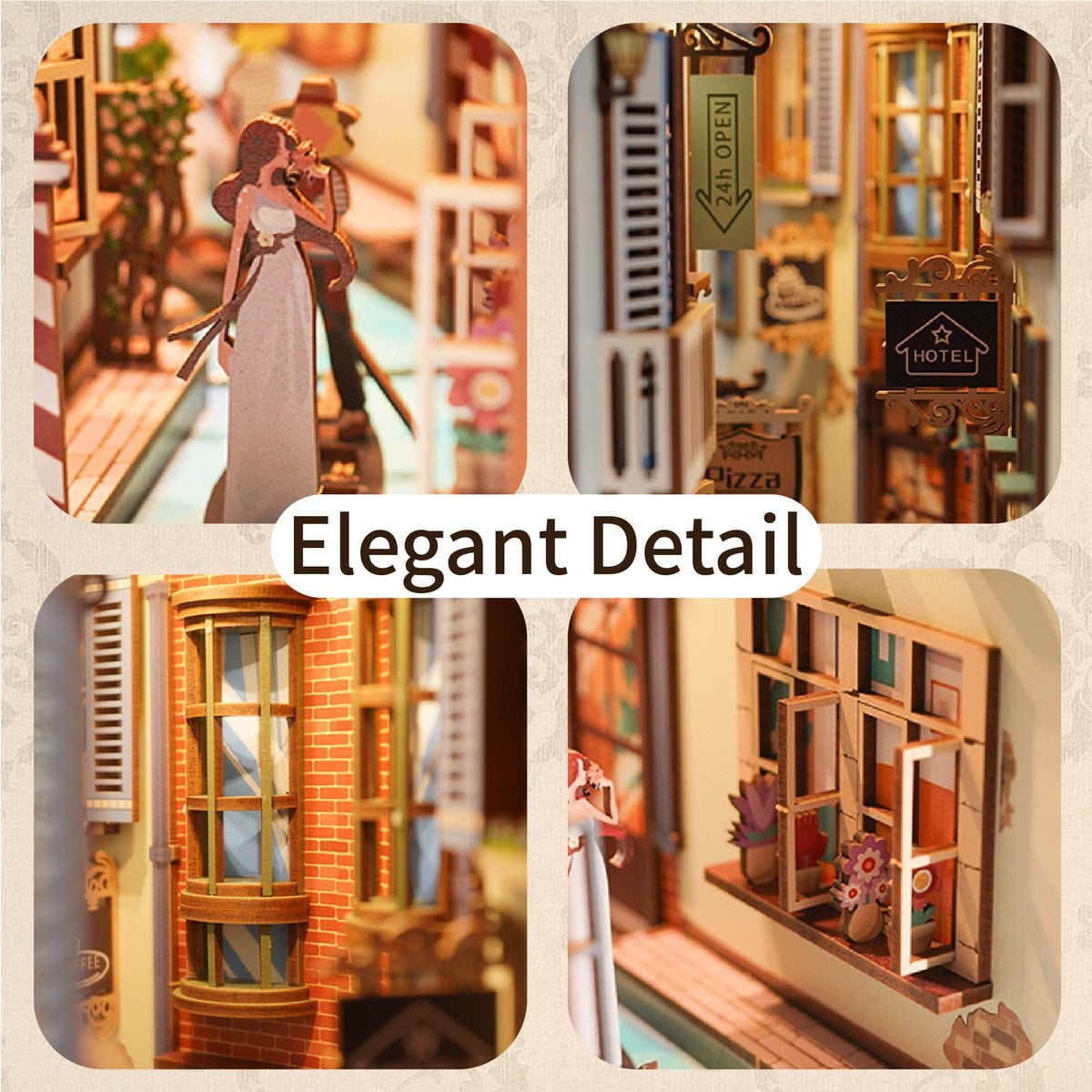 DIY book nook travel in venice bookend, 24,5 cm