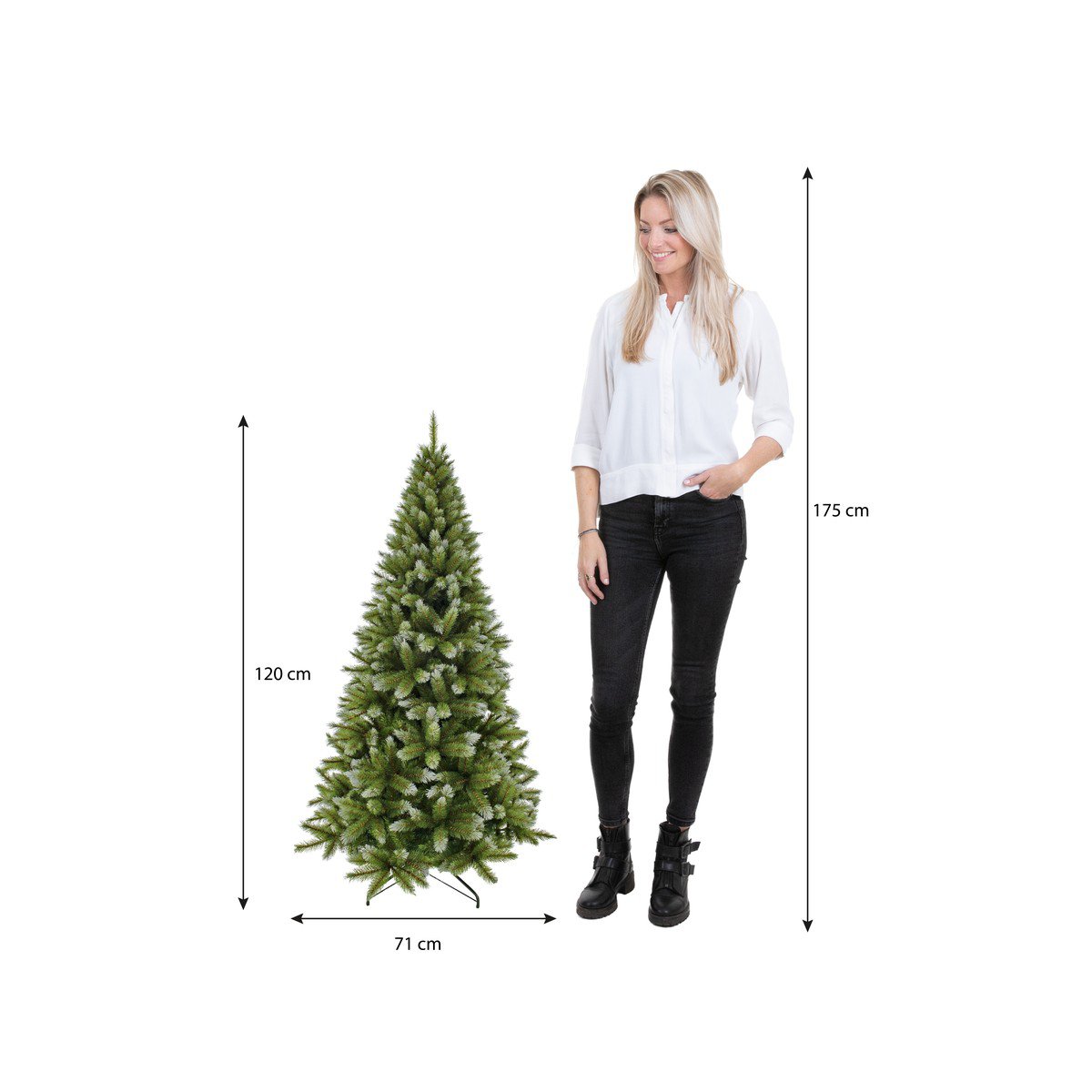 Pittsburgh kunstkerstboom, groen met witte toppen, 120 cm Ø71 cm