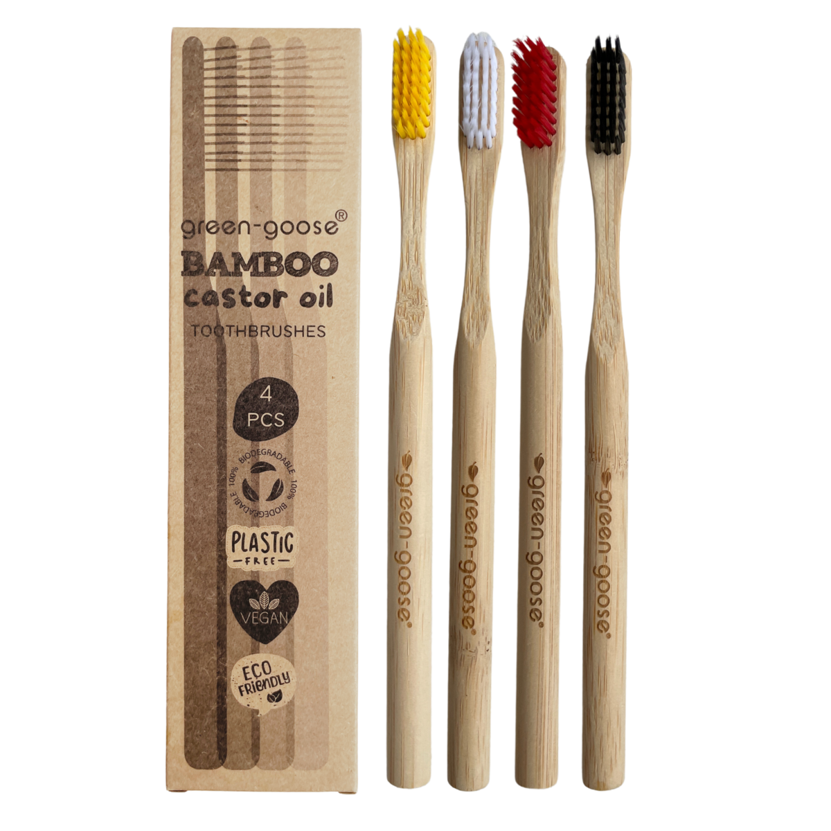 Bamboe tandenborstelhouder met 4 tandenborstels, 8,8 x 6,6 x 12,4 cm