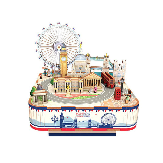 DIY 3D houten muziekdoos London, 14 x 14 x 14,5 cm