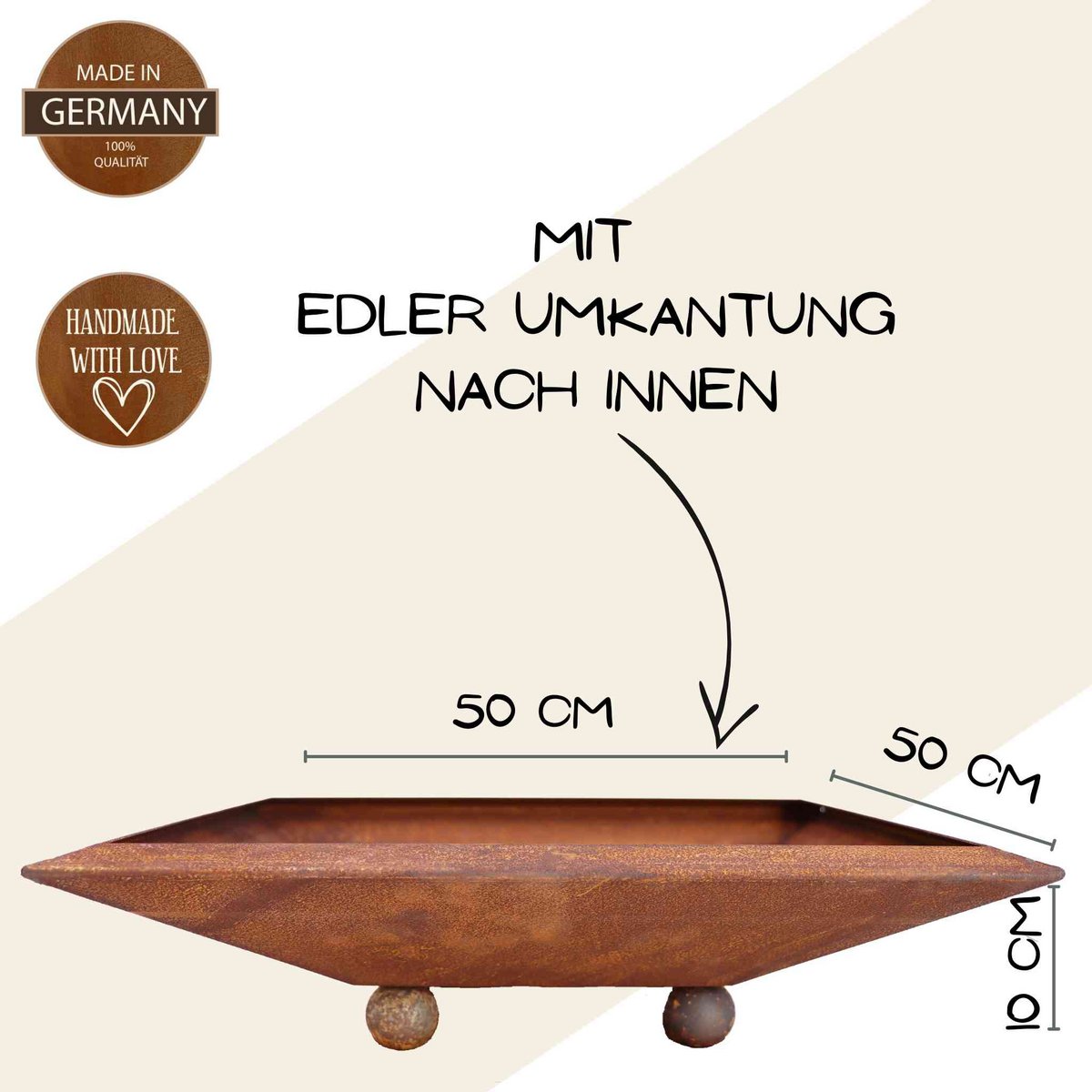 Cortenstalen bloemkom vierkant roestlook, 30–70 cm