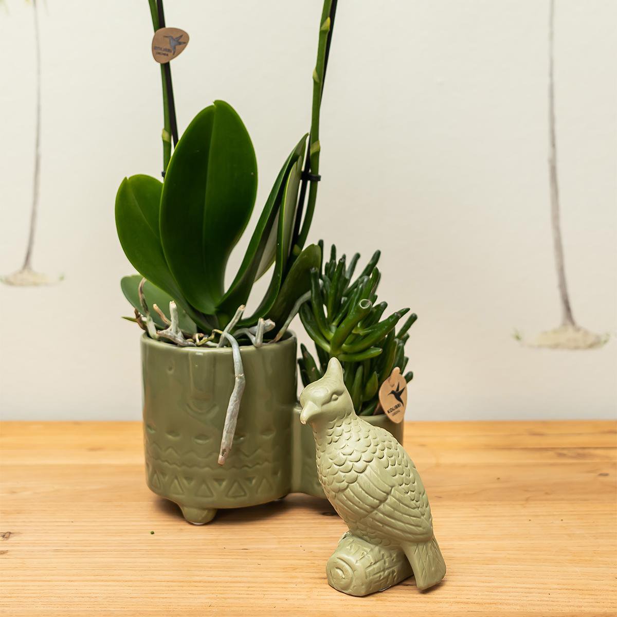 Cockatoo ornament, wit keramiek, 12 cm