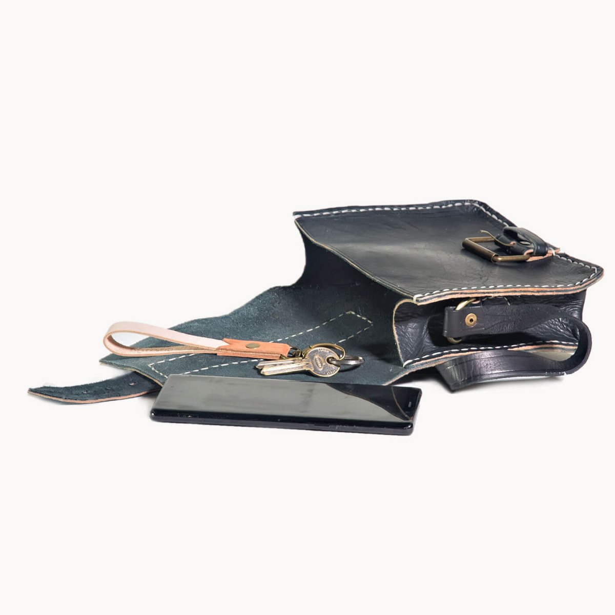 Pico leren tasje, tuigleer, 16 × 6 × 17 cm