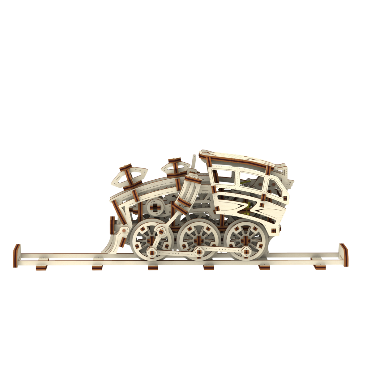 Houten bouwpakket locomotief, 30 × 8,5 × 10,4 cm