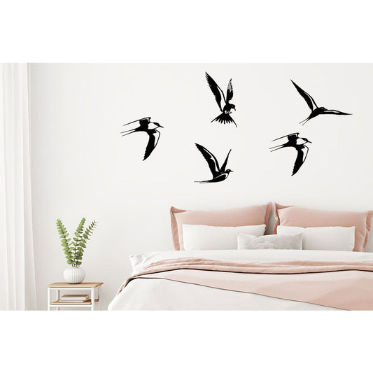 Art Bizniz zwaluw wanddecoratie set 5 stuks zwart metaal