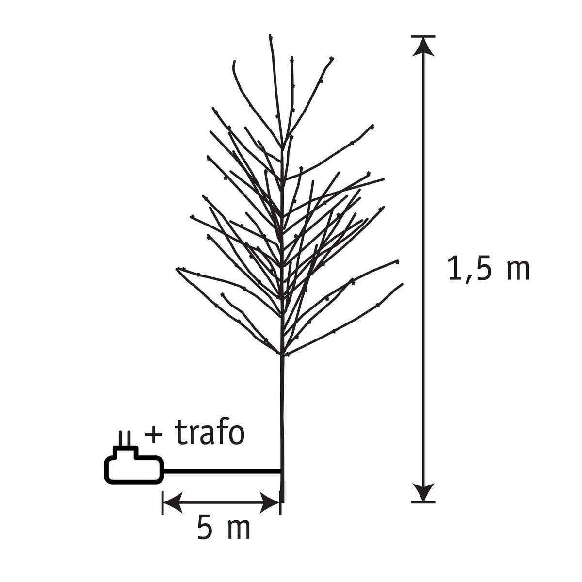 Verlichte kerstboom voor buiten, 150 cm, 140 LED-lampjes