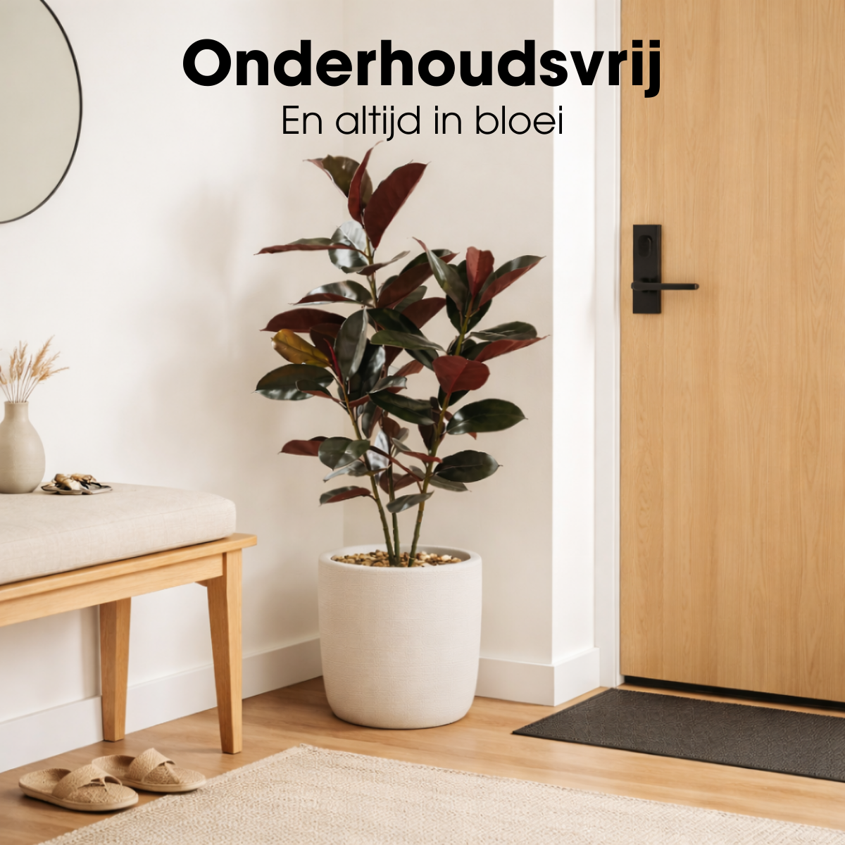 Rubberplant kunstplant, roodbruin, 120 cm
