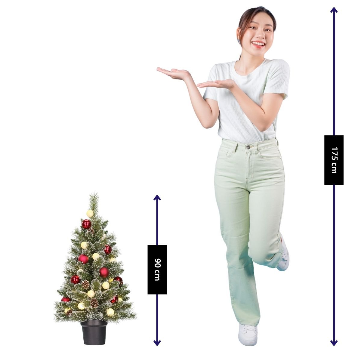Kaprun kunstkerstboom met verlichting en versiering, 90 cm