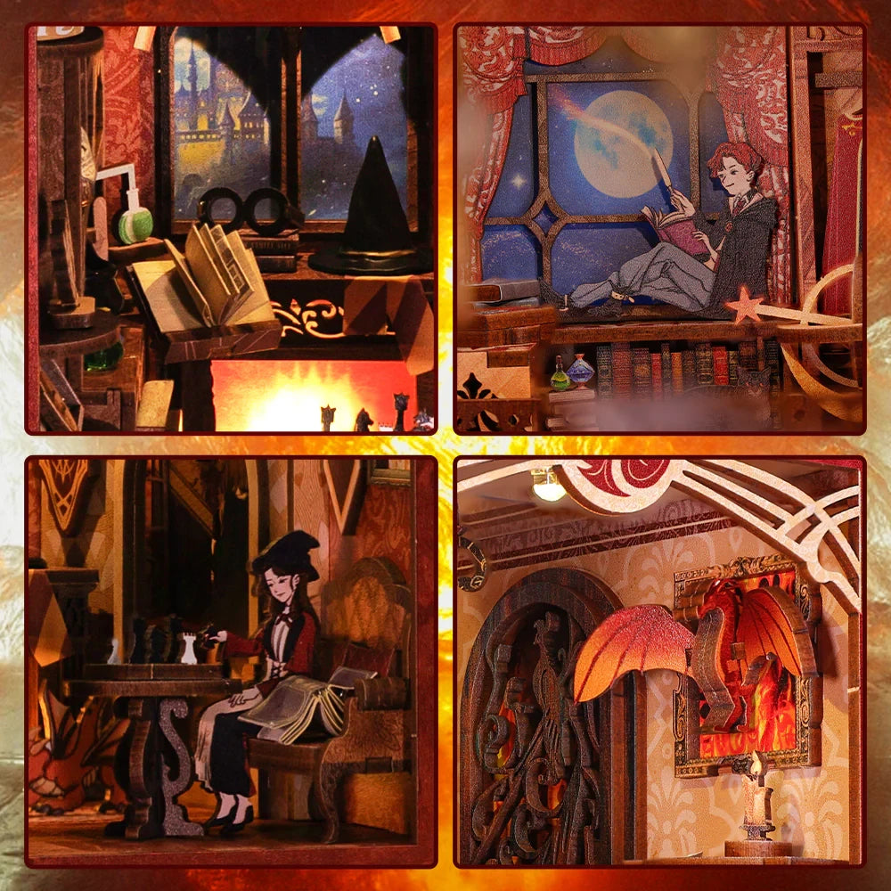 Flame Common Room book nook, 18 × 11 × 23 cm