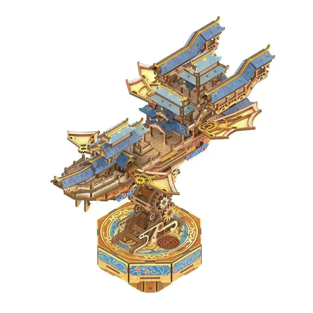 DIY 3D houten mechanische puzzel Wind Voyager, 39 x 18,7 x 24,6 cm