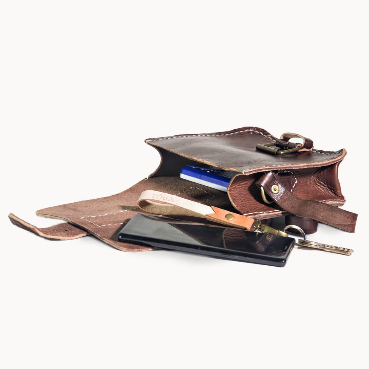 Pico leren tasje, tuigleer, 16 × 6 × 17 cm