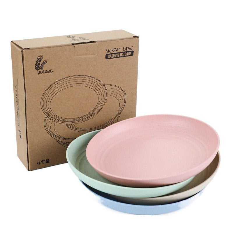 Bioplastic borden van tarwevezels, set van 4