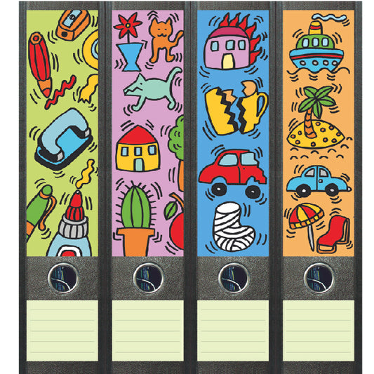 Ordnerstickers breed, 4 stuks thuiswerken, met tekstlabels