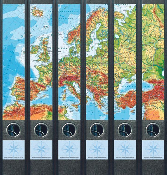 Ordneretiketten smal, Europa, set van 6