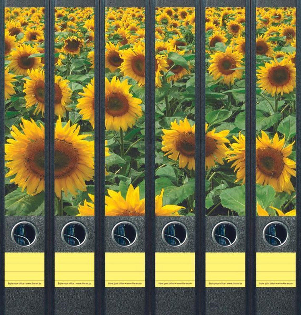 Ordneretiketten smal, veld zonnebloemen, set van 6