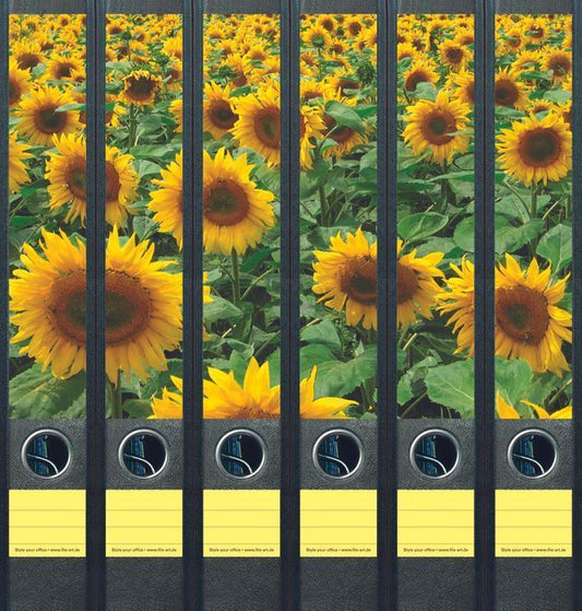 Ordneretiketten smal, veld zonnebloemen, set van 6