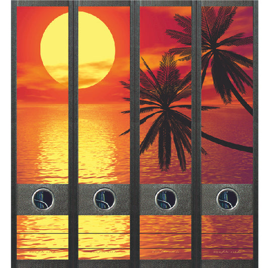 Ordneretiketten breed, Tropical sunset, set van 4