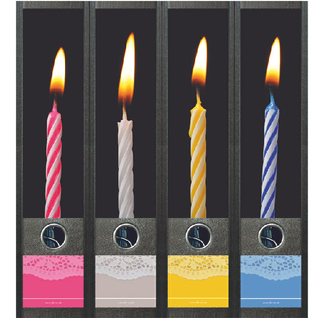 Ordneretiketten breed, kaarsjes, set van 4