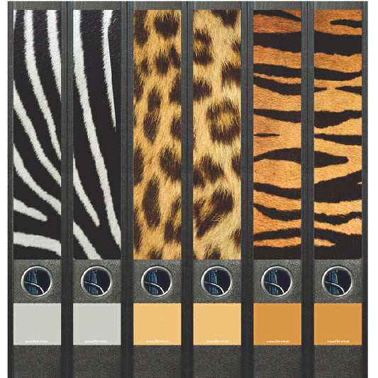 Ordneretiketten smal, safari, set van 6