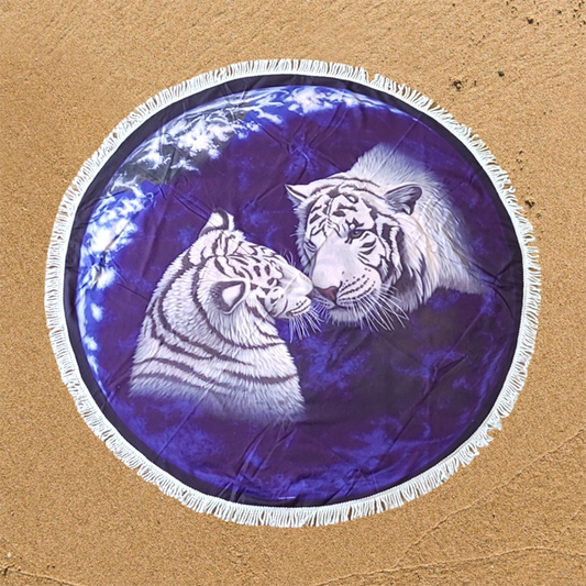 A Kiss for Mother rond strandlaken / picknickkleed – Tijgerprint – 150 cm