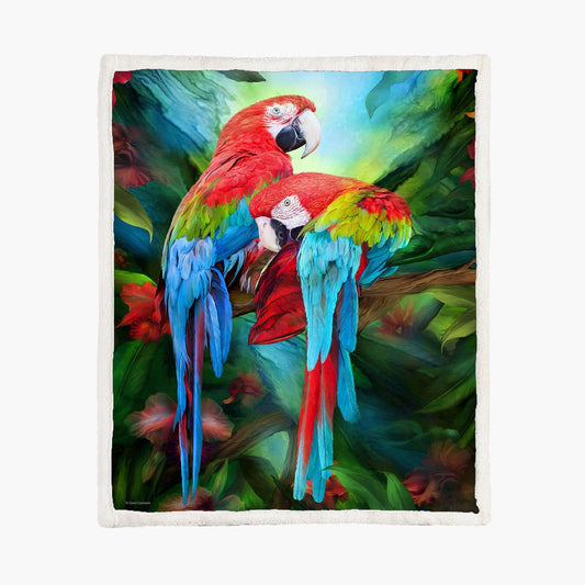 Fleece deken tropic spirit macaws, maat L