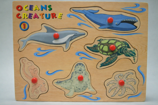 Zeedieren vormenpuzzel, 6 stukjes