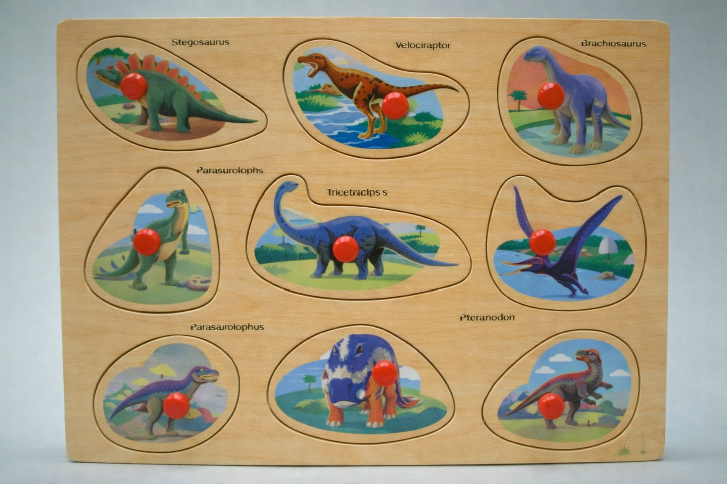 Dinosaurus vormenpuzzel, 9 stukjes
