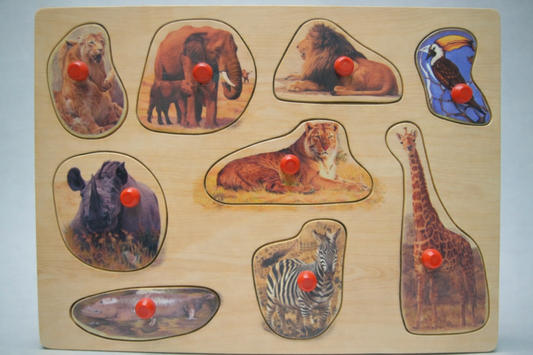 Wilde dieren vormenpuzzel, 9 delig